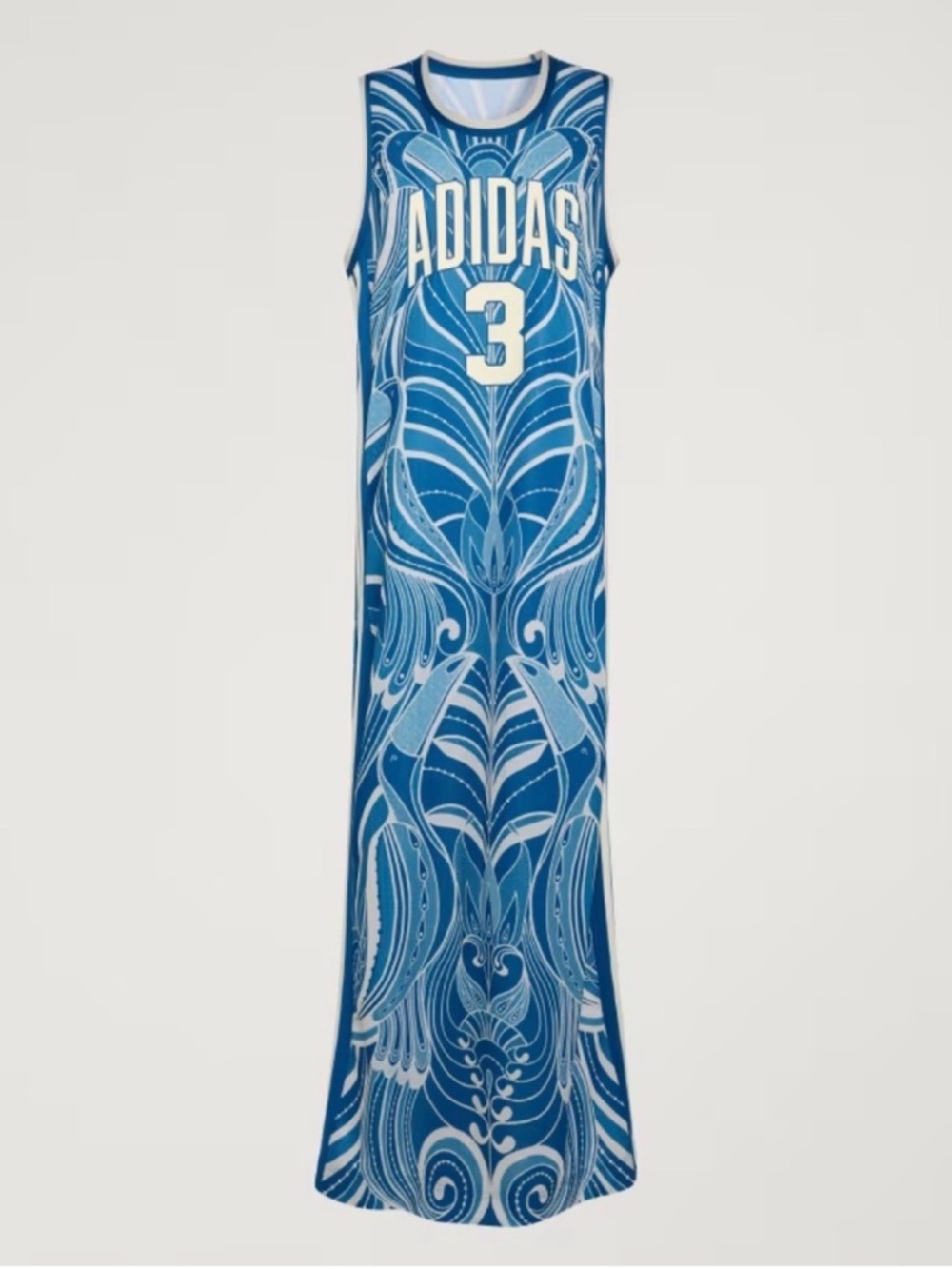 adidas x Farm Rio Floral Blue Printed Sleeveless Maxi Dress Toucans NWT Sz XL - Picture 4 of 13